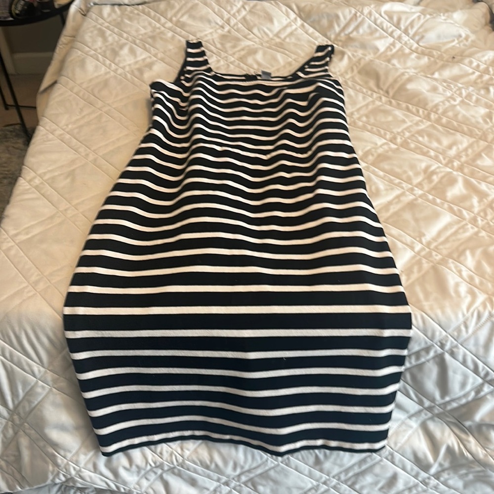 Old Navy … Navy Blue and white striped summer dress.